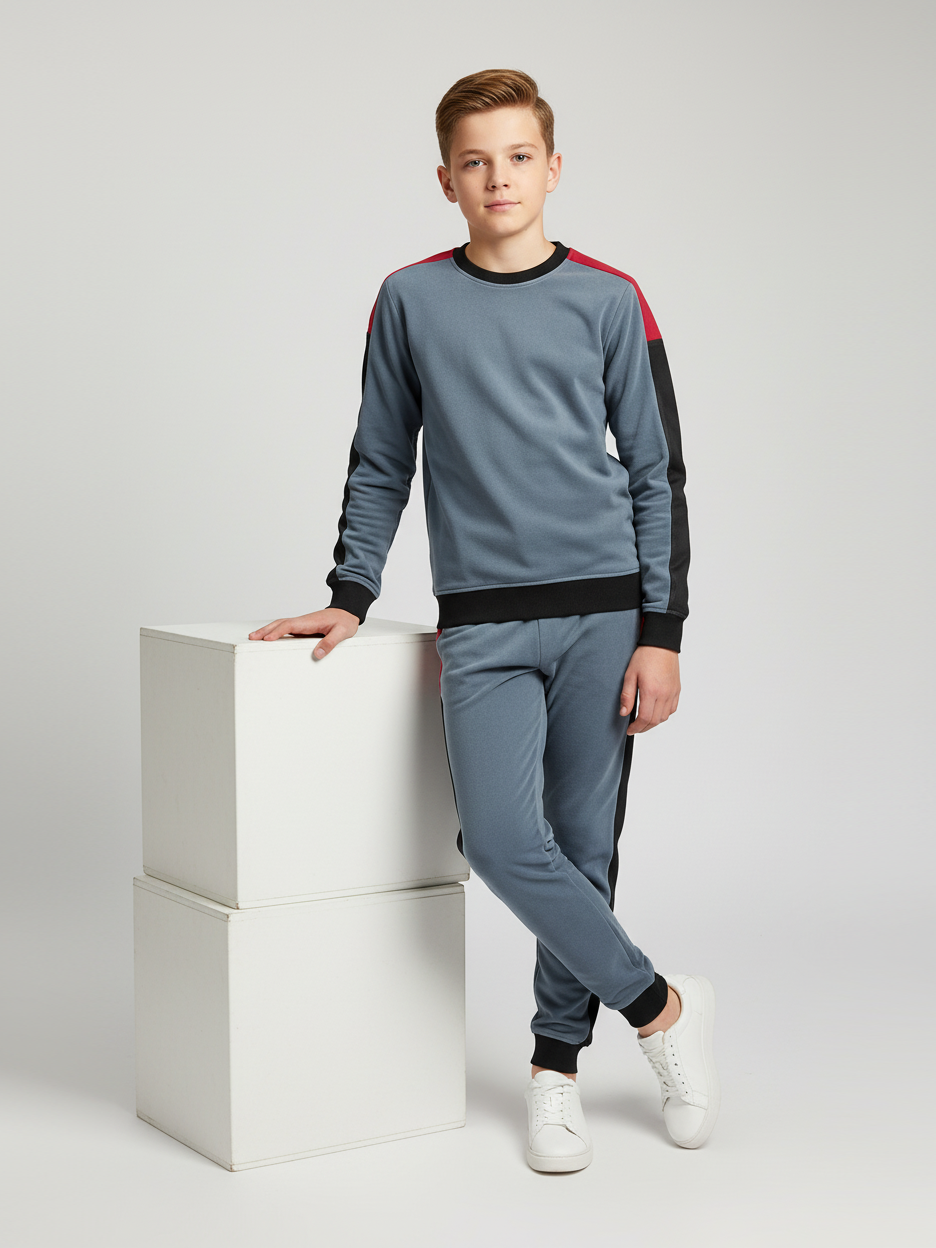 Stylish Summer Interlock Fabric Tracksuit For Kids-Oslo Grey-SDF03