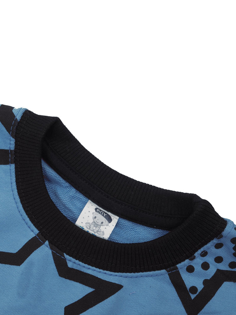 Terry Fleece Sweatshirt For Kids-Blue with Stars Print-BR1438