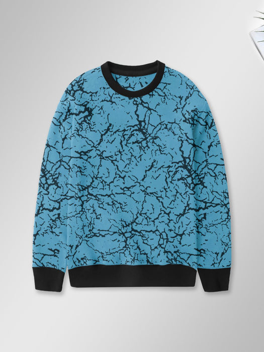 Terry Fleece Sweatshirt For Kids-Cyan with Allover Print-BR14725