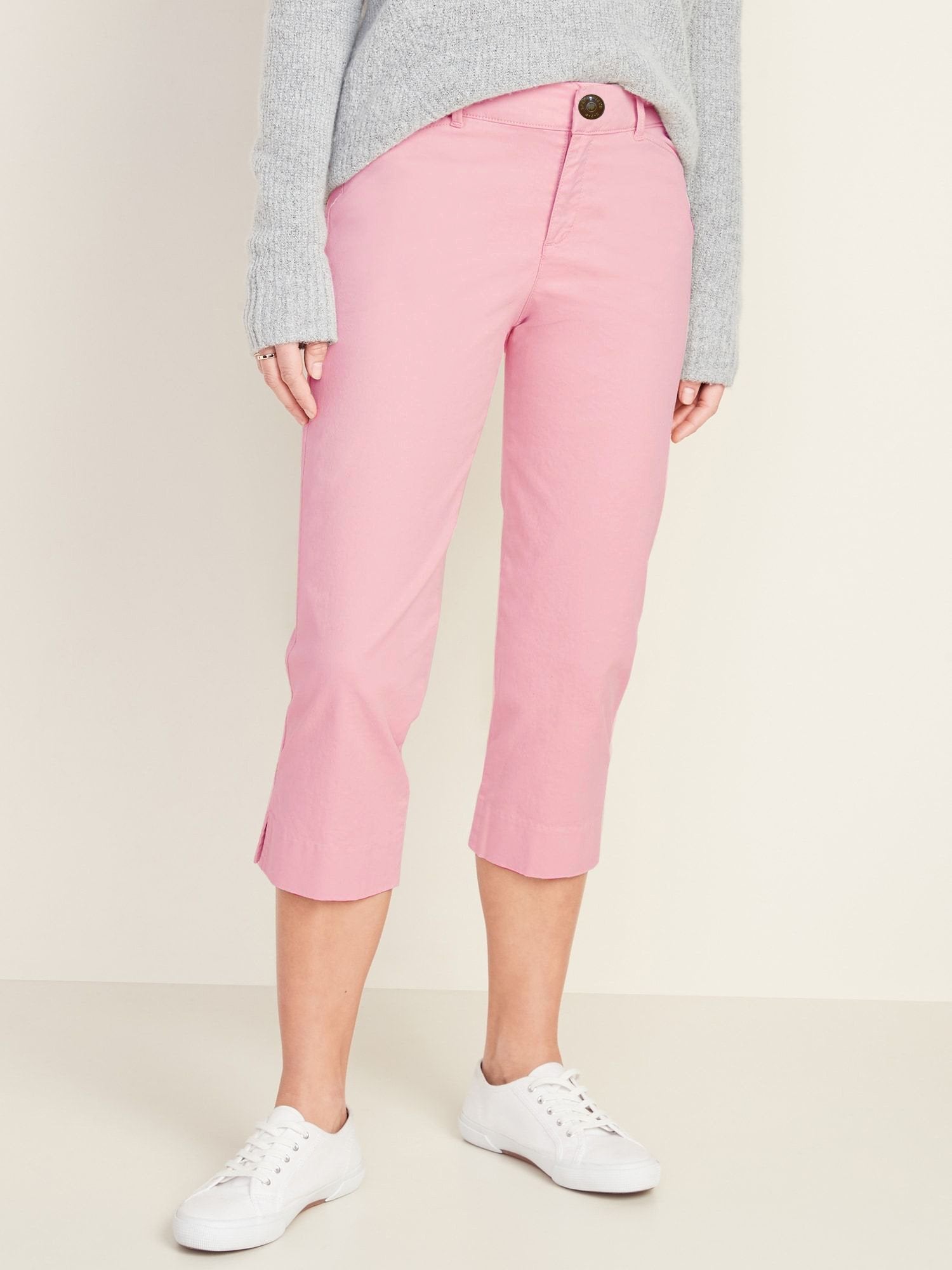Springfield Slim Fit Stretch Capri For Ladies-Baby Pink-F174