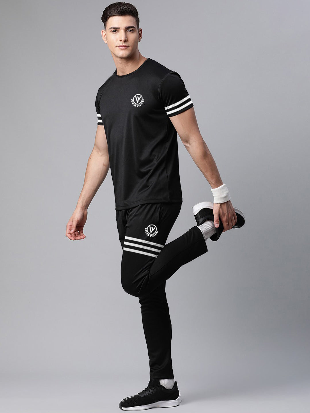 Louis Vicaci Summer Active Wear Tracksuit For Men-Black-RT2415