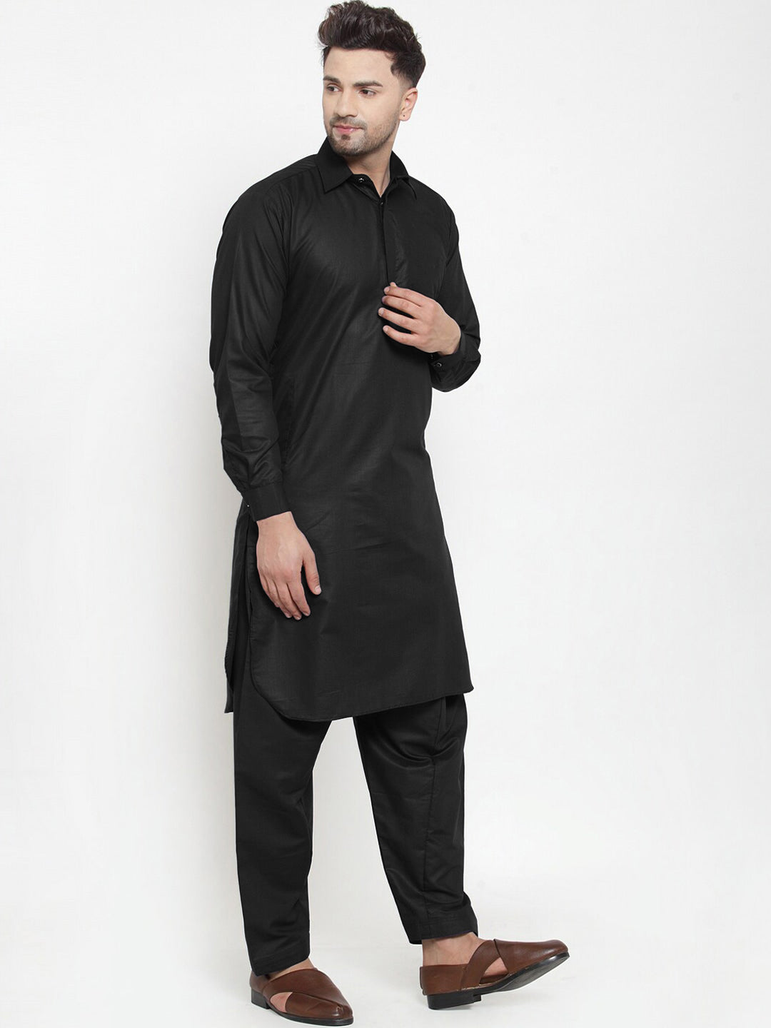 Maryland Cotton Sutton Unstitched Suit For Men-Black-RT2448
