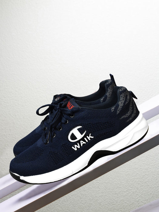 Air Walk Sports Running Shoes for Men-Navy with Grey-BR529