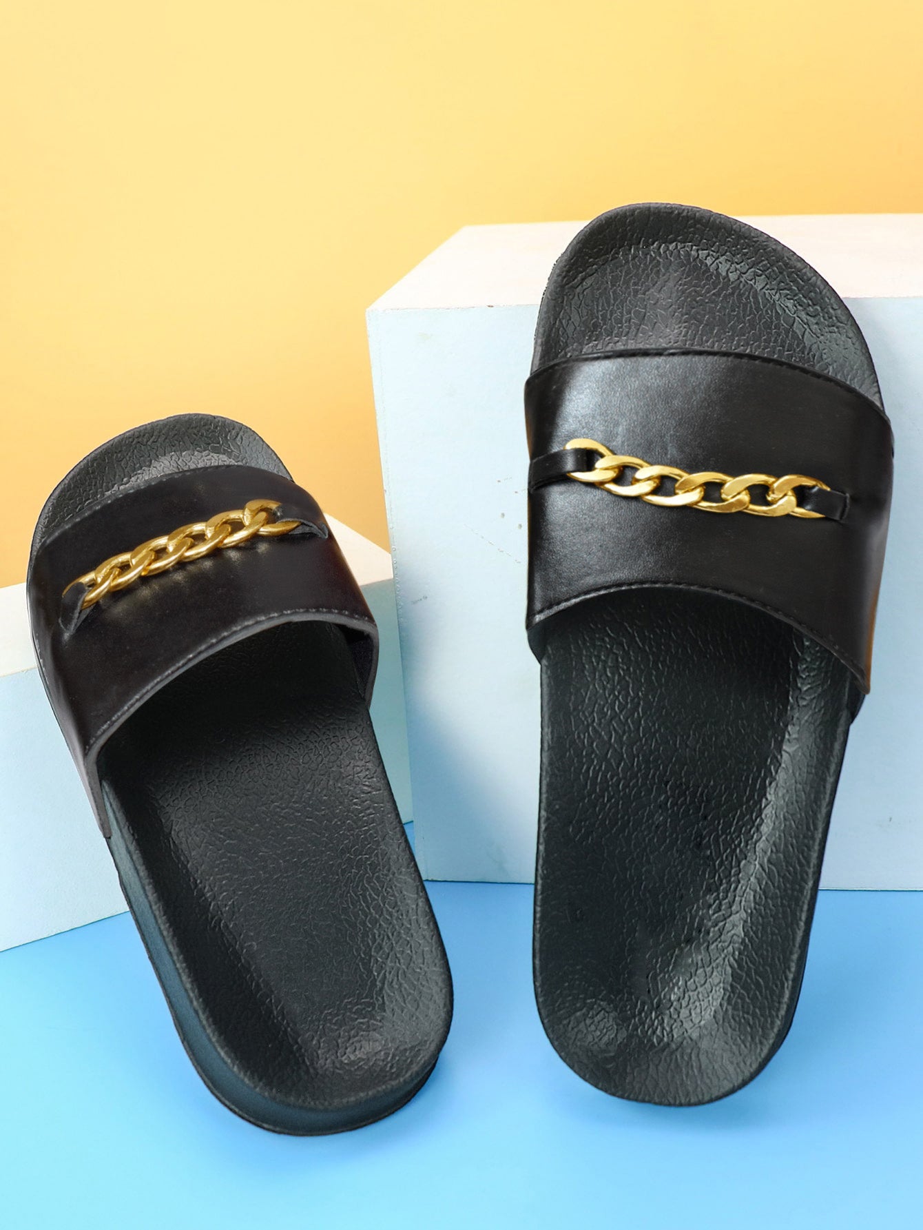 Black Camel Stylish Design Soft Slides-Black-BR534