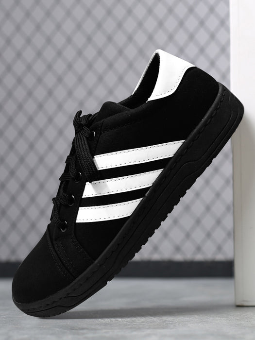 Black Camel Style Stripe Sneaker Shoes For Men-Black-BR535