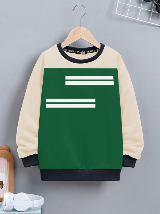 Louis Vicaci Fleece Sweatshirt For Kids-Green with Baby Pink-RT2313