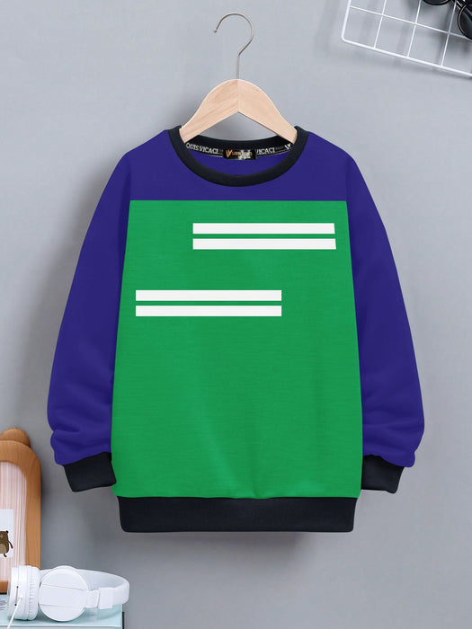Louis Vicaci Fleece Sweatshirt For Kids-Green with Royal Blue-RT2323