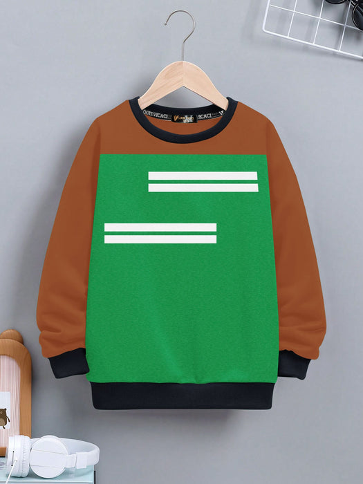 Louis Vicaci Fleece Sweatshirt For Kids-Green With Coral Orange-RT2324