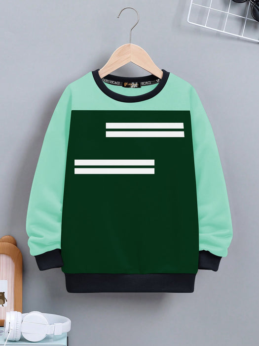 Louis Vicaci Fleece Sweatshirt For Kids-Green with Cyan Green-RT2316