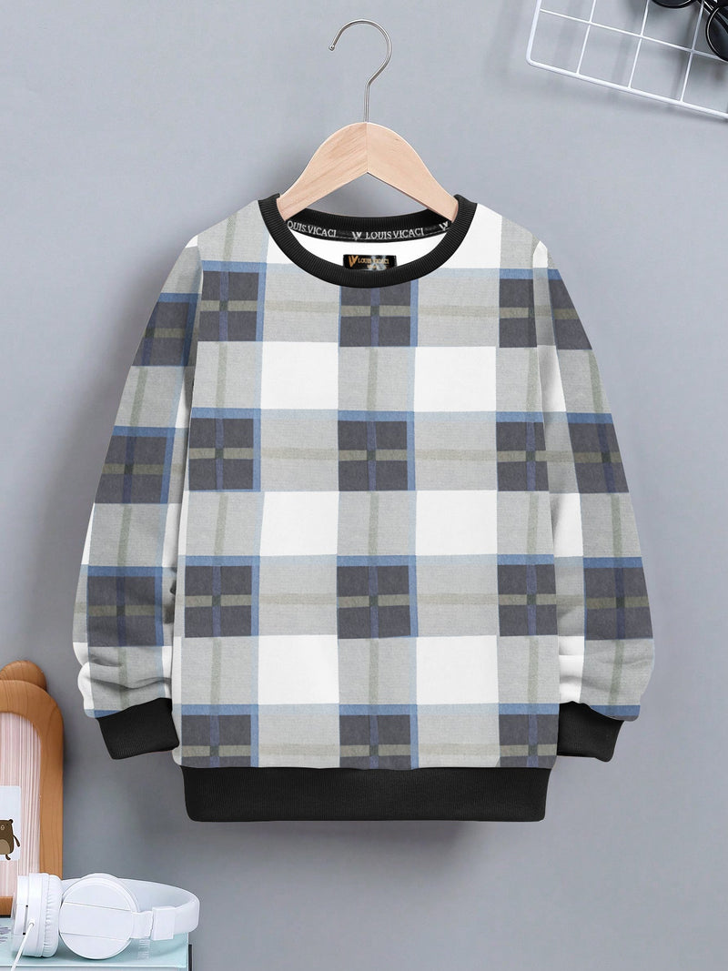 Louis Vicaci Fleece Sweatshirt For Kids Allover Check-SP1055/RT2205
