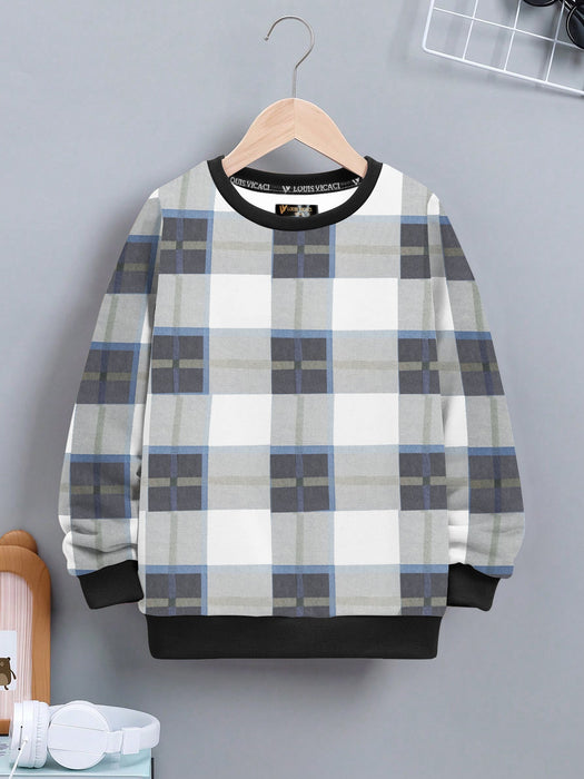 Louis Vicaci Fleece Sweatshirt For Kids Allover Check-SP1055/RT2205
