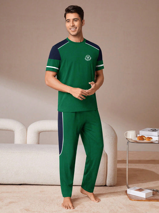 Louis Vicaci Summer Active Wear Tracksuit For Men-Green with Navy Panels-RT2437