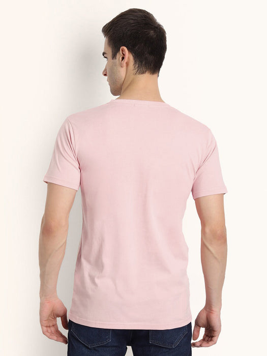 M-17 Single Jersey V Neck Tee Shirt For Men-Baby Pink-RT2485
