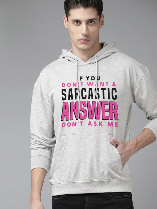 Wound up Fleece Pullover Hoodie For Men-Off White Melange With Prints-SP6105