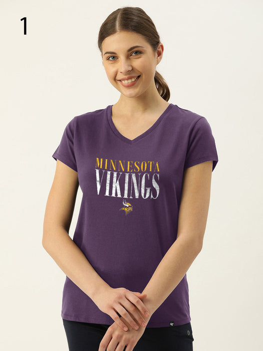 47 V Neck Half Sleeve Tee Shirt For Ladies-Purple-BR30