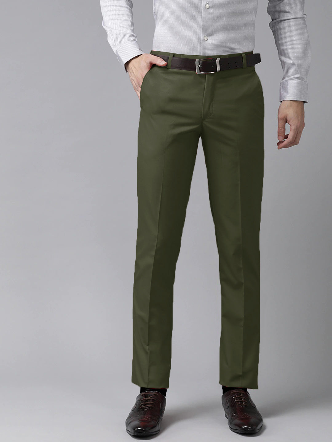 M.M Formal Dress Pent For Men-Dark Olive Green-NA14464