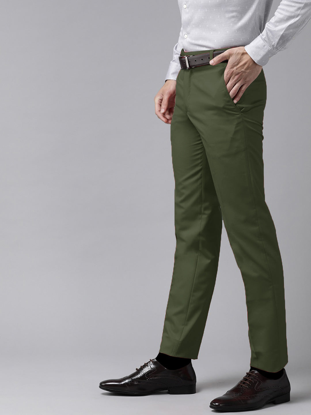 M.M Formal Dress Pent For Men-Dark Olive Green-NA14464