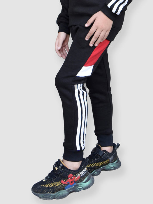 U.S Polo Assn Fleece Tracksuit For Kids-Black With Red-RT1180