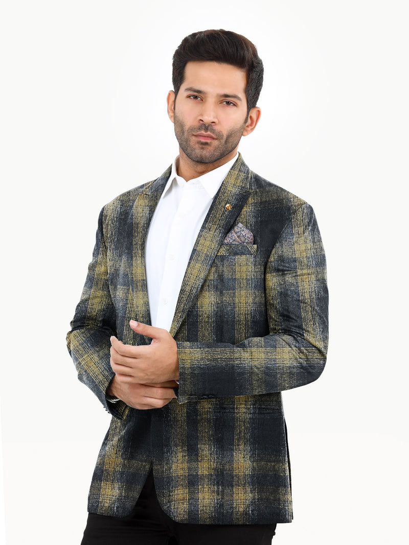 Oxen Premium Regular Fit Checked Blazer For Men-BR14271