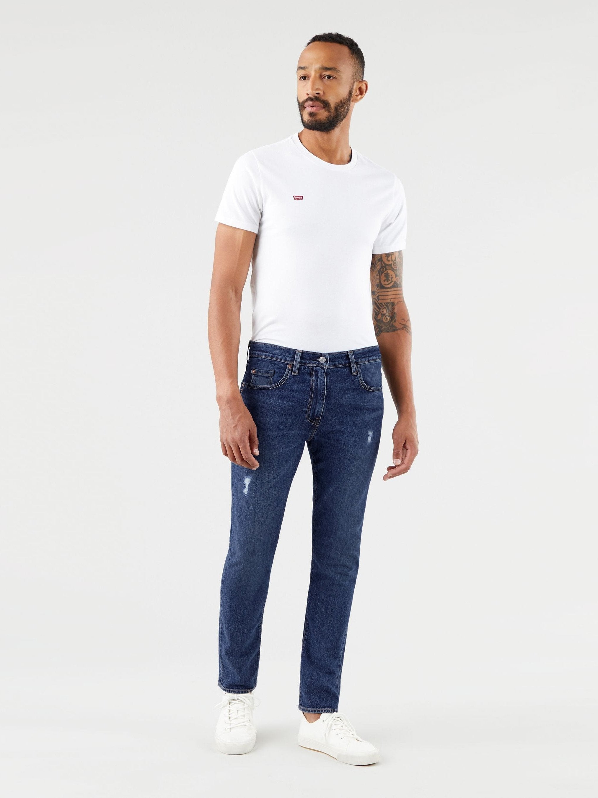 F&F Skinny Fit Stretch Denim For Men-Blue Faded With Grinded Style-F10