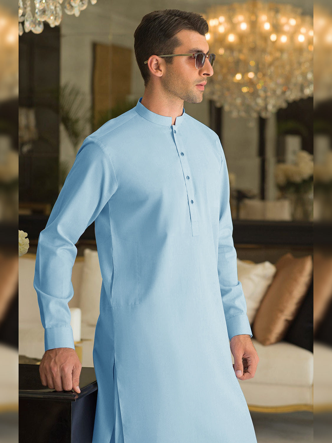 Maryland Cotton Sutton Unstitched Suit For Men-Sky Blue-RT2441