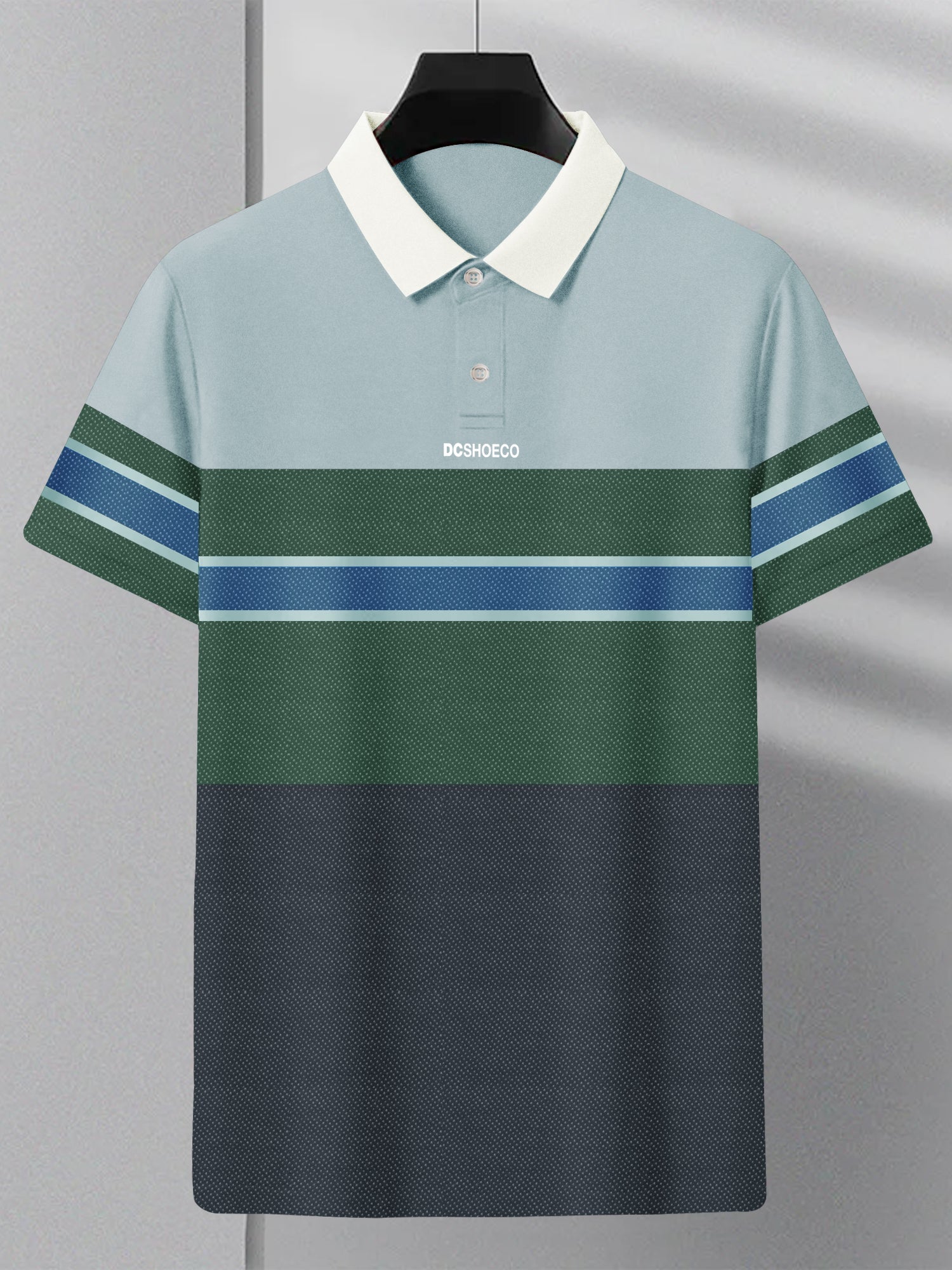 DCSH P.Q Half Sleeve Polo For Men-Navy & Green with Sky-RT2387
