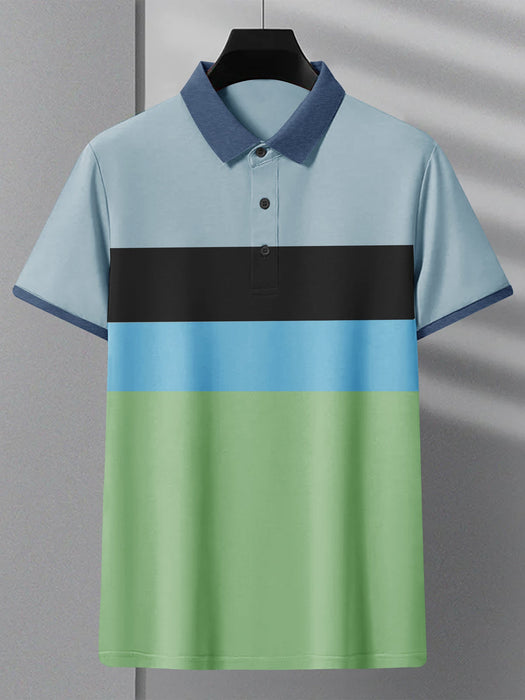 Summer P.Q Polo Shirt For Men-Green with Sky and Black-RT2328