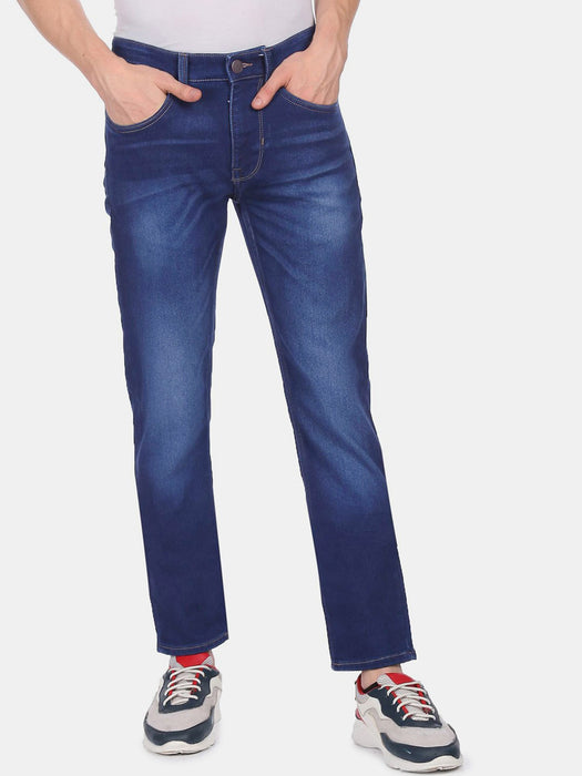 Full Fashion Jeans Faded Stretch Denim For Men-Blue-BR181