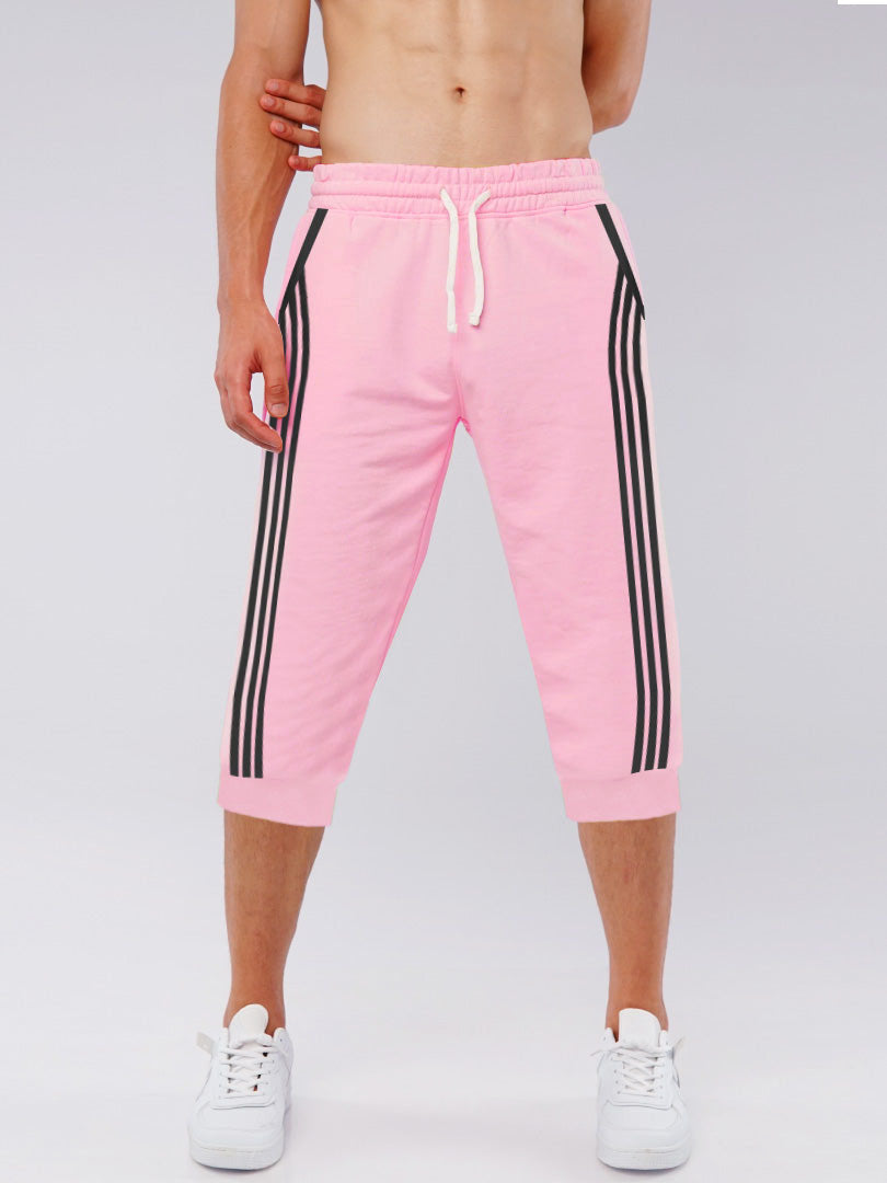 Summer Jersey Terry Slim Fit Bermuda Short For Men-Pink with Stripes-RT2432