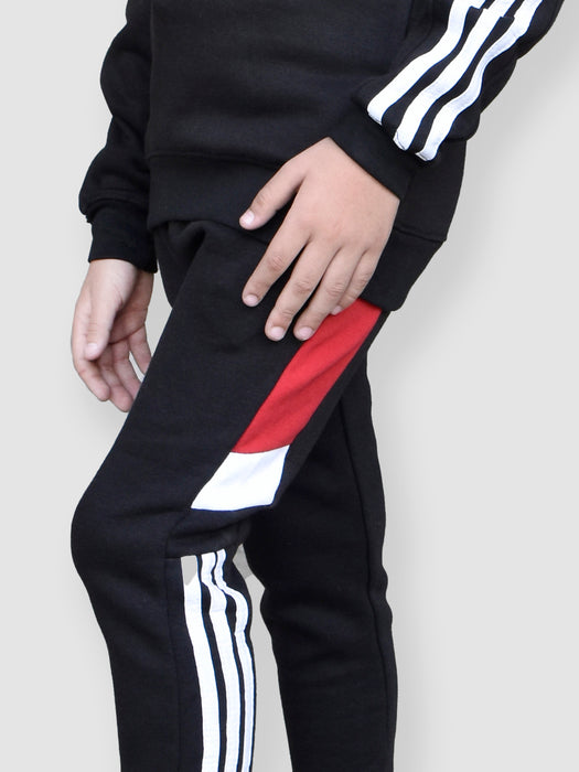 U.S Polo Assn Fleece Tracksuit For Kids-Black With Red-RT1180