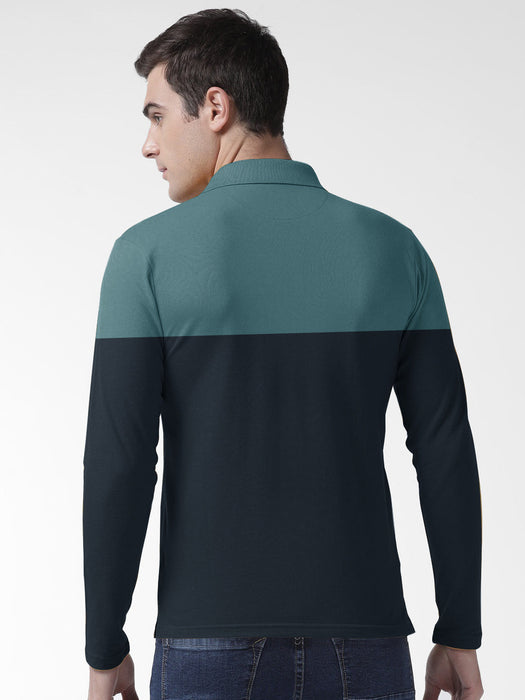 U.S.P.A Long Sleeve Polo Shirt For Men-Bond Blue & Navy-SP6444