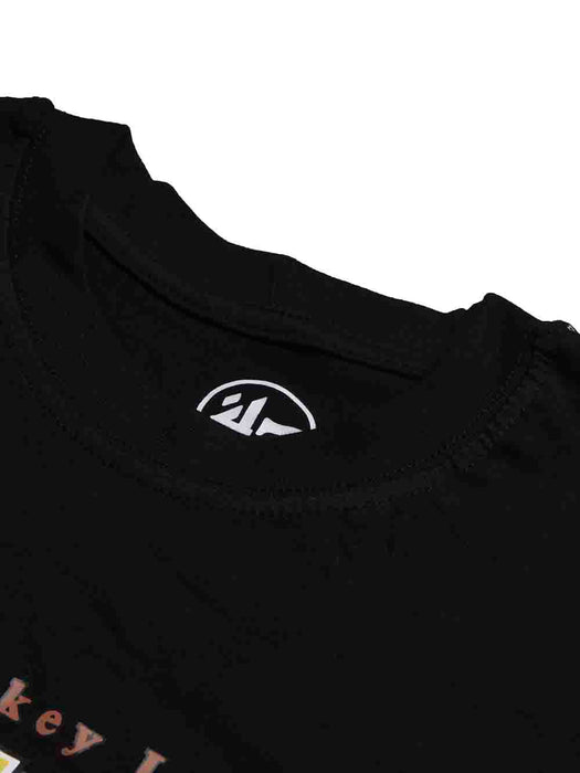 47 Single Jersey Crew Neck Tee Shirt For Men-Black with Print-BR13173