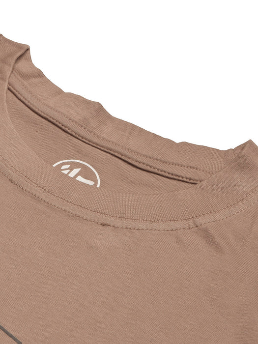 47 Single Jersey Crew Neck Tee Shirt For Men-Light Brown with Print-BR13166