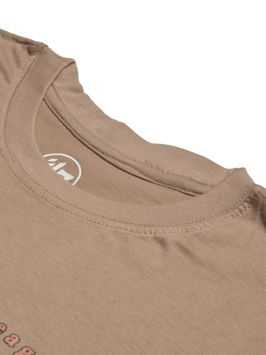 47 Single Jersey Crew Neck Tee Shirt For Men-Light Brown with Print-BR13169