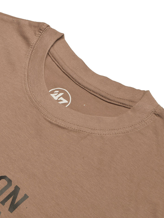 47 Single Jersey Crew Neck Tee Shirt For Men-Light Brown with Print-BR13172