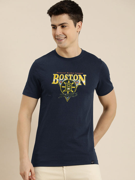 47 Single Jersey Crew Neck Tee Shirt For Men-Navy with Print-BR13167