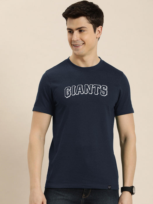 47 Single Jersey Crew Neck Tee Shirt For Men-Navy with Print-BR13171