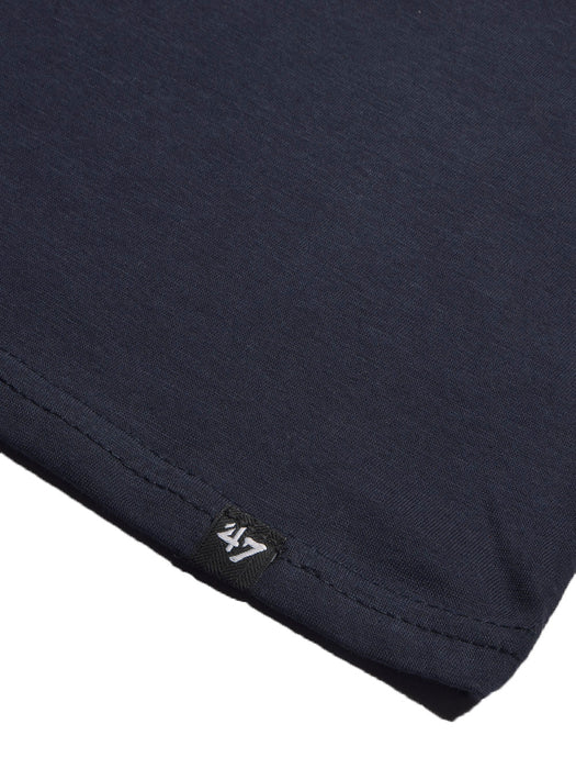 47 Single Jersey Crew Neck Tee Shirt For Men-Navy with Print-BR13171