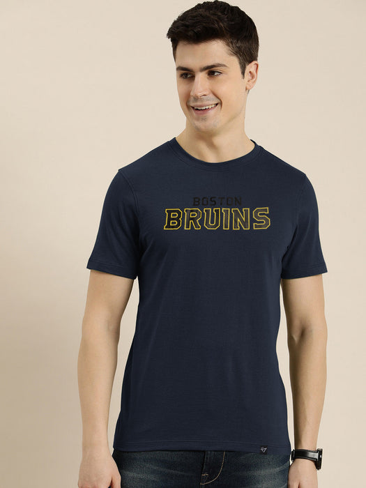47 Single Jersey Crew Neck Tee Shirt For Men-Navy with Print-BR13175
