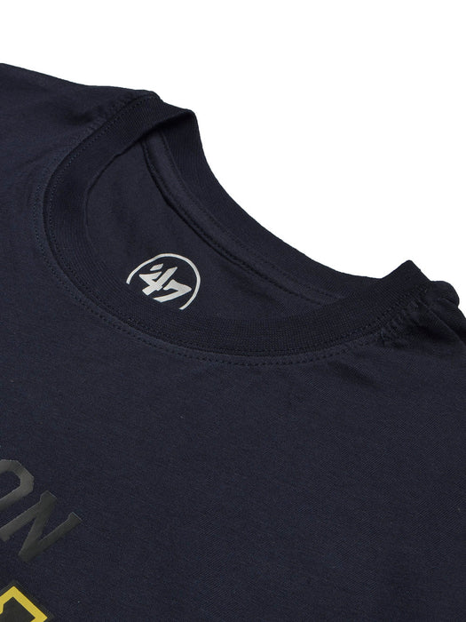 47 Single Jersey Crew Neck Tee Shirt For Men-Navy with Print-BR13175