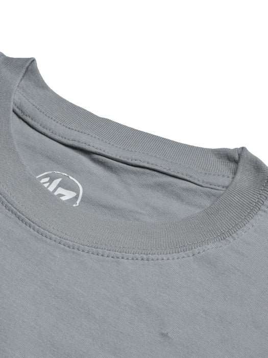 47 Single Jersey Crew Neck Tee Shirt For Men-Slate Grey with Print-BR13165