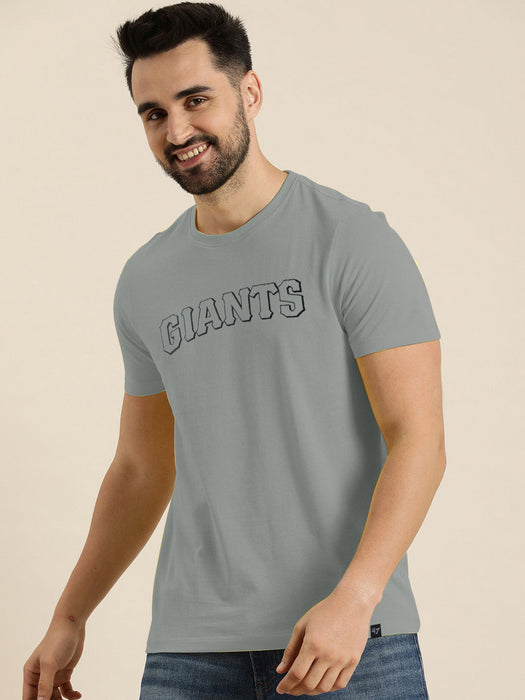 47 Single Jersey Crew Neck Tee Shirt For Men-Slate Grey with Print-BR13178