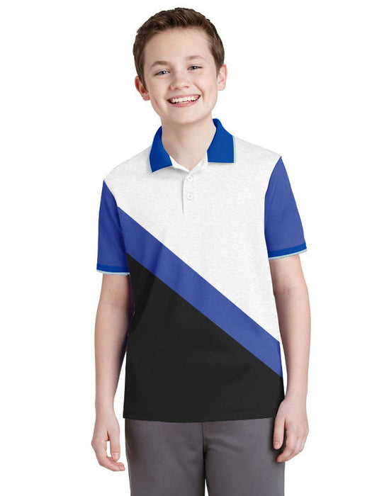 Champion Single Jersey Polo Shirt For Kids-Black with Purple & White-RT2404