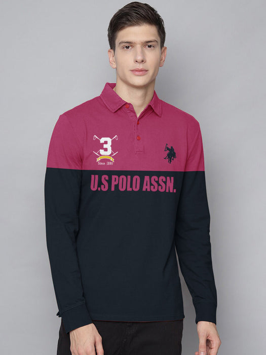 U.S.P.A Polo Shirt For Men-Magenta & Dark Navy-RT33