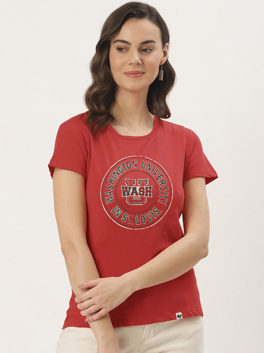 47 Cap Sleeve Crew Neck Tee Shirt For Ladies-Red-AN2578
