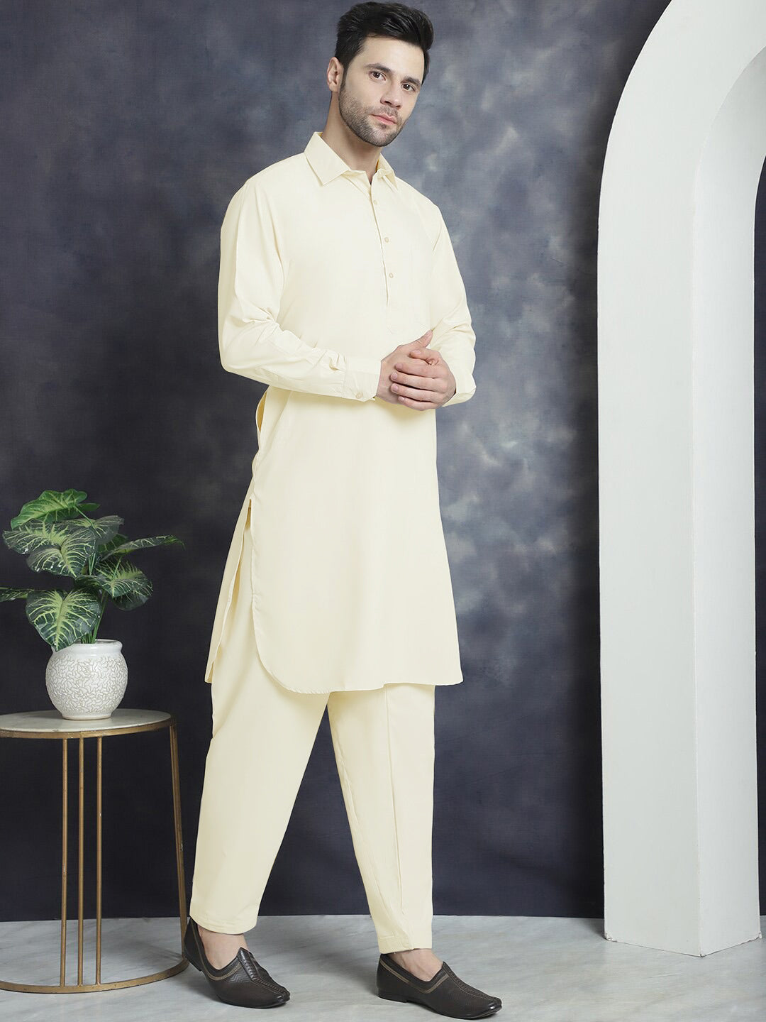 Maryland Cotton Sutton Unstitched Suit For Men-Off White-RT2443