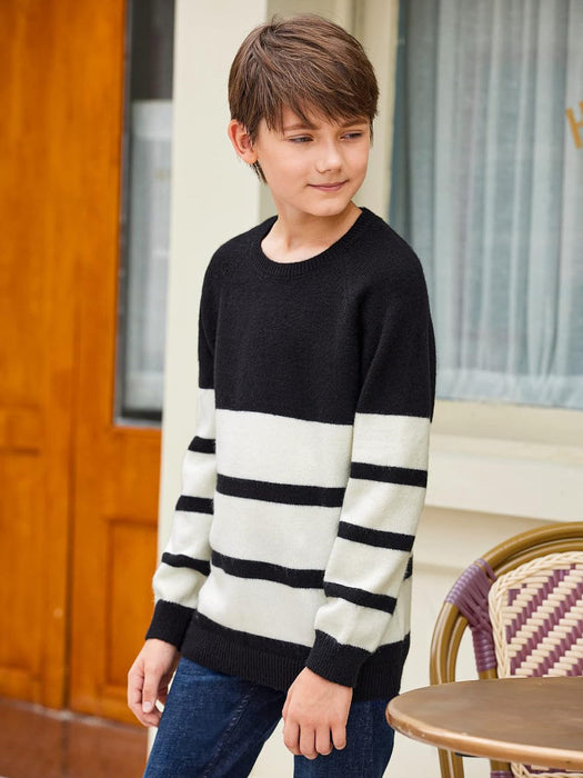 Arshiner Wool Crew Neck Long Sleeve Sweater For Kids-RT2215