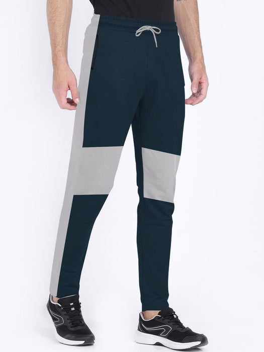 Summer Single Jersey Slim Fit Trouser For Men-Navy With Grey Pannel-RT108