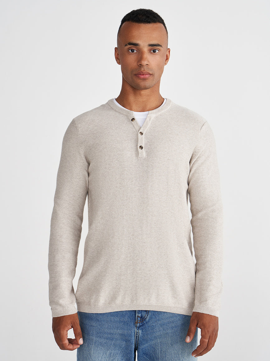 Full Fashion Henley Collar Wool Sweater For Men-Off White-RT2248