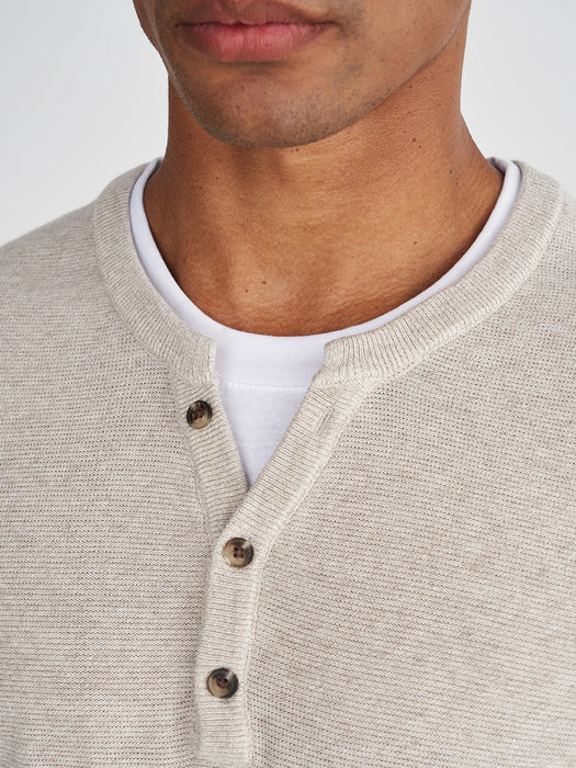 Full Fashion Henley Collar Wool Sweater For Men-Off White-RT2248